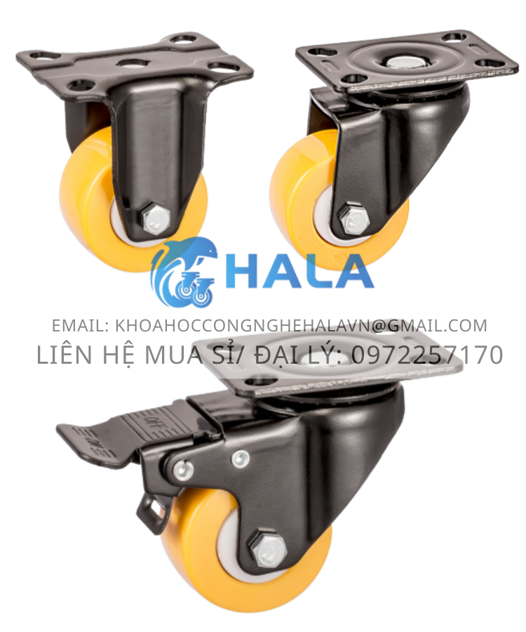 Bánh xe TPU Màu Vàng 50mm (2 inch)