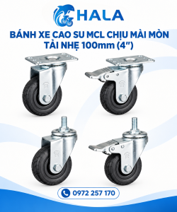 Bánh xe Cao Su MCL Chịu Mài Mòn Tải Nhẹ 100mm (4")