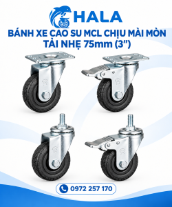 Bánh xe Cao Su MCL Chịu Mài Mòn Tải Nhẹ 75mm (3")