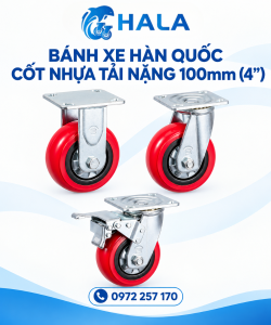 Bánh xe Hàn Quốc Cốt Nhựa Tải Nặng 100mm (4")