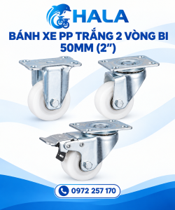 Bánh xe PP Trắng 2 Vòng Bi 50mm (2")