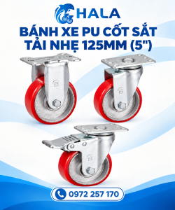 Bánh xe PU Cốt Sắt Tải Nhẹ 125mm (5")