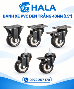 Bánh xe PVC Đen Trắng 40mm (1.5")