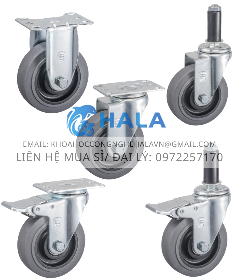 Bánh xe TPR Xám Chống Tĩnh Điện 75mm (3